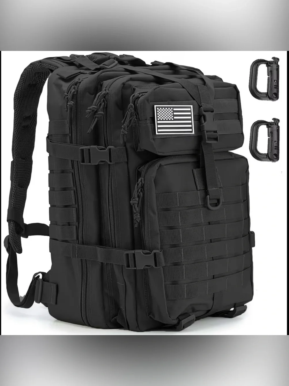 Black Tactical Backpack with MOLLE Webbing - Men